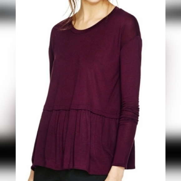 Wilfred Plum/Wine Peplum Ruffle Hem Long Sleeve - Picture 8 of 8